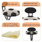 TUYOHW Lot de 2 tabourets de bar en métal thème football, chaises de bar hauteur comptoir avec cadre en métal en forme de S et coussin rond, chaise de salle à manger pour cuisine, bar
