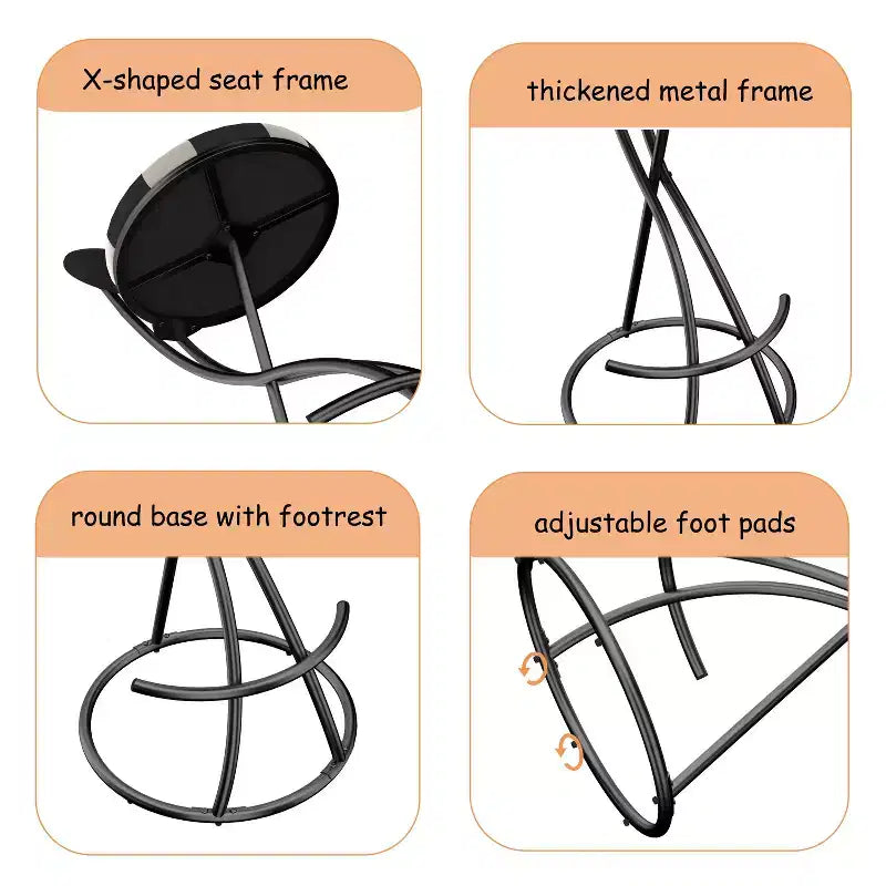 TUYOHW Lot de 2 tabourets de bar en métal thème football, chaises de bar hauteur comptoir avec cadre en métal en forme de S et coussin rond, chaise de salle à manger pour cuisine, bar