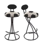 TUYOHW Set of 2 Football-Theme Metal Bar Stools,Counter Height Bar Chairs with S-Shaped Metal Frame & Round Cushion,Dining Chair for Kitchen,Bar
