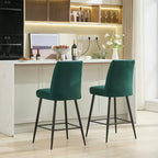 TUYOHW Lot de 2 tabourets de bar modernes en velours à hauteur de comptoir, chaises de bar avec pieds en fer noir et capacité de 136 kg pour cuisine, salle à manger, bar à domicile