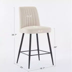 TUYOHW Lot de 2 tabourets de bar modernes en velours à hauteur de comptoir, chaises de bar avec pieds en fer noir et capacité de 136 kg pour cuisine, salle à manger, bar à domicile