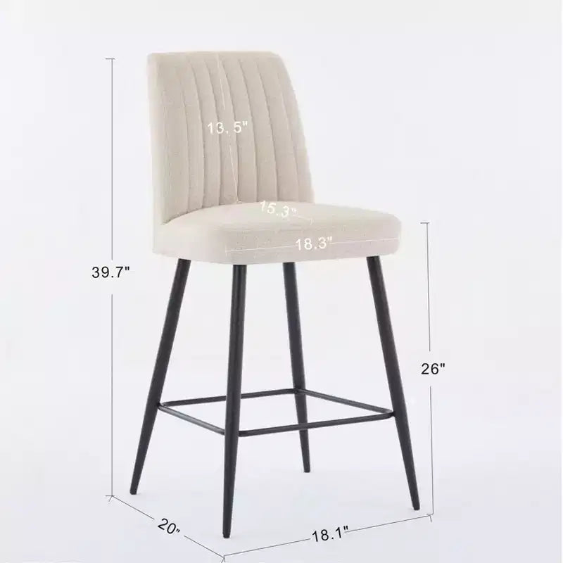 TUYOHW Lot de 2 tabourets de bar modernes en velours à hauteur de comptoir, chaises de bar avec pieds en fer noir et capacité de 136 kg pour cuisine, salle à manger, bar à domicile