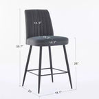 TUYOHW Lot de 2 tabourets de bar modernes en velours à hauteur de comptoir, chaises de bar avec pieds en fer noir et capacité de 136 kg pour cuisine, salle à manger, bar à domicile
