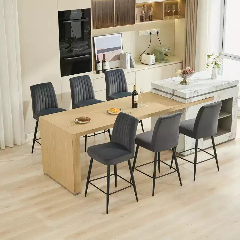 TUYOHW Lot de 2 tabourets de bar modernes en velours à hauteur de comptoir, chaises de bar avec pieds en fer noir et capacité de 136 kg pour cuisine, salle à manger, bar à domicile