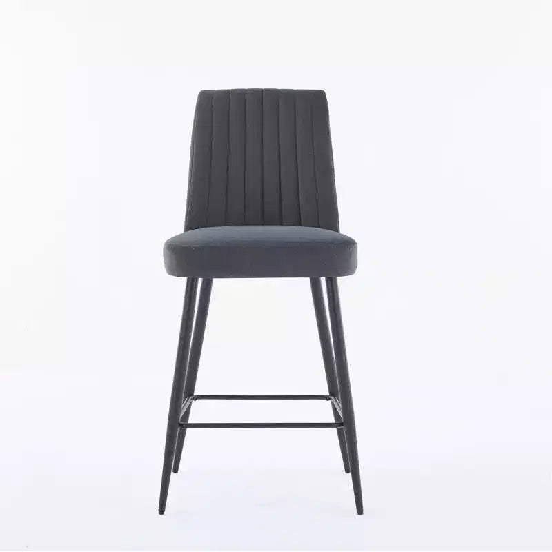 TUYOHW Lot de 2 tabourets de bar modernes en velours à hauteur de comptoir, chaises de bar avec pieds en fer noir et capacité de 136 kg pour cuisine, salle à manger, bar à domicile