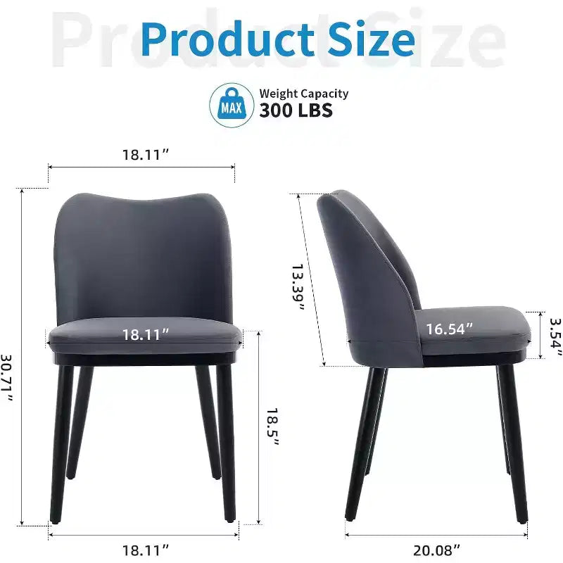 Lot de 2 chaises de salle à manger modernes en tissu : Assise rembourrée, pieds en bois – Chaises d'appoint polyvalentes pour cuisine, salle à manger, restaurant, café et salon.