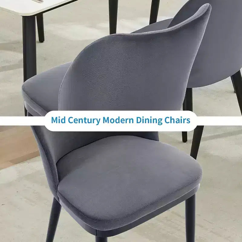 Lot de 2 chaises de salle à manger modernes en tissu : Assise rembourrée, pieds en bois – Chaises d'appoint polyvalentes pour cuisine, salle à manger, restaurant, café et salon.