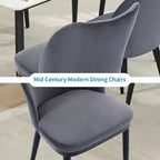 Lot de 2 chaises de salle à manger modernes en tissu : Assise rembourrée, pieds en bois – Chaises d'appoint polyvalentes pour cuisine, salle à manger, restaurant, café et salon.