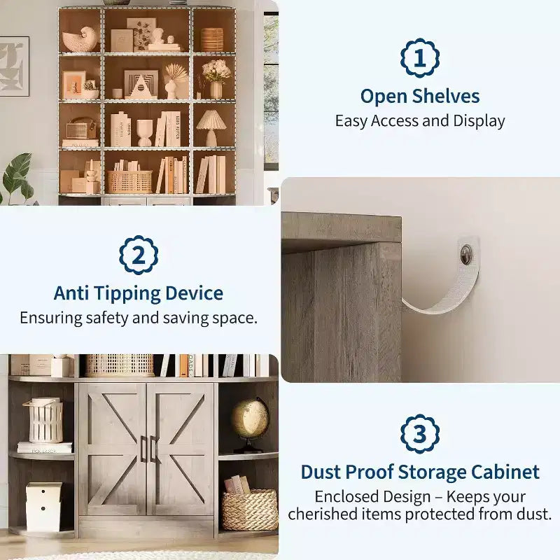 Étagère à Livres Moderne pour Enfants, 6 Niveaux, 190 cm, avec Armoire et Portes – Organiseur et Présentoir de Rangement en Bois pour Chambre, Salon et Bureau.