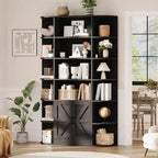 Étagère à Livres Moderne pour Enfants, 6 Niveaux, 190 cm, avec Armoire et Portes – Organiseur et Présentoir de Rangement en Bois pour Chambre, Salon et Bureau.