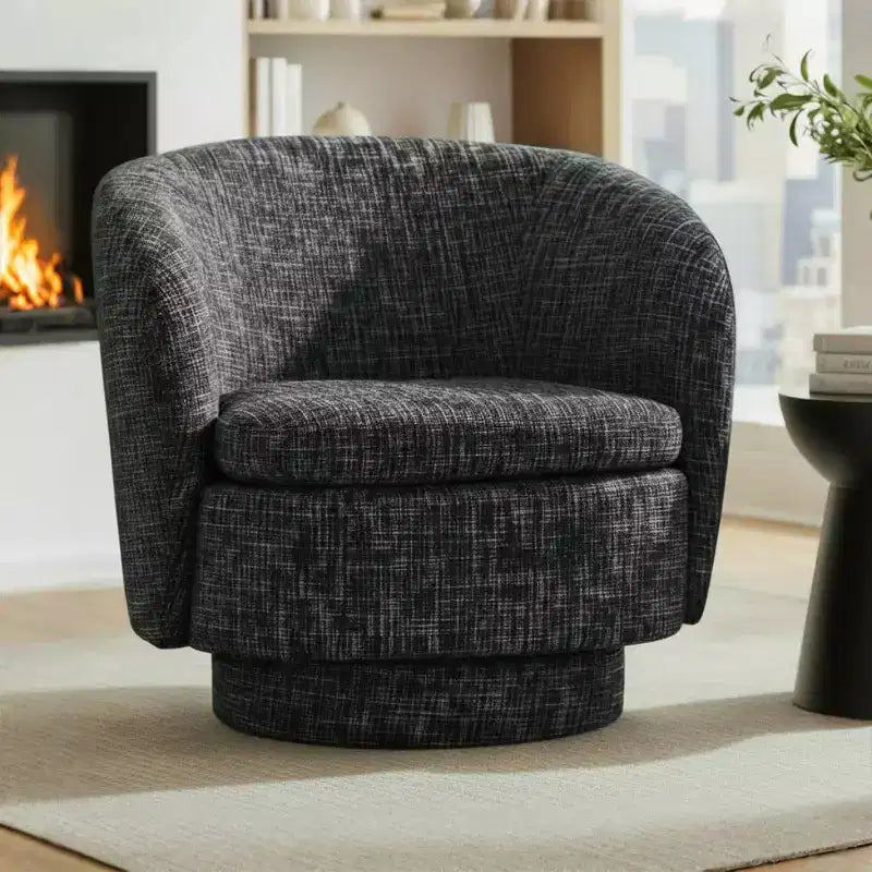 Fauteuil d'appoint pivotant moderne avec dossier incurvé, fauteuil en tissu rembourré avec assise matelassée pour salon ou chambre à coucher-Panipeachy
