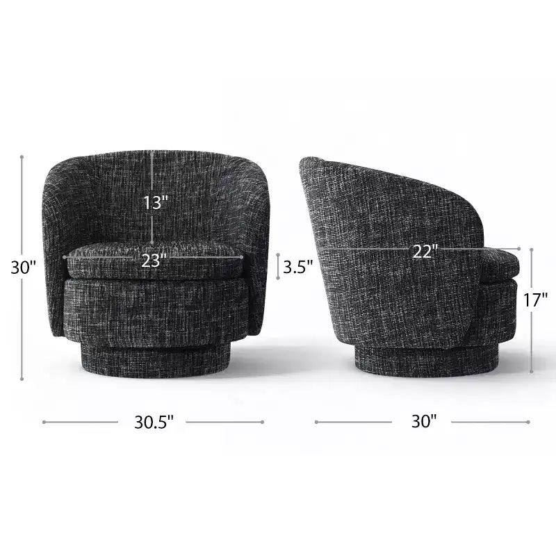 Fauteuil d'appoint pivotant moderne avec dossier incurvé, fauteuil en tissu rembourré avec assise matelassée pour salon ou chambre à coucher-Panipeachy