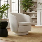 Fauteuil d'appoint pivotant moderne avec dossier incurvé, fauteuil en tissu rembourré avec assise matelassée pour salon ou chambre à coucher-Panipeachy