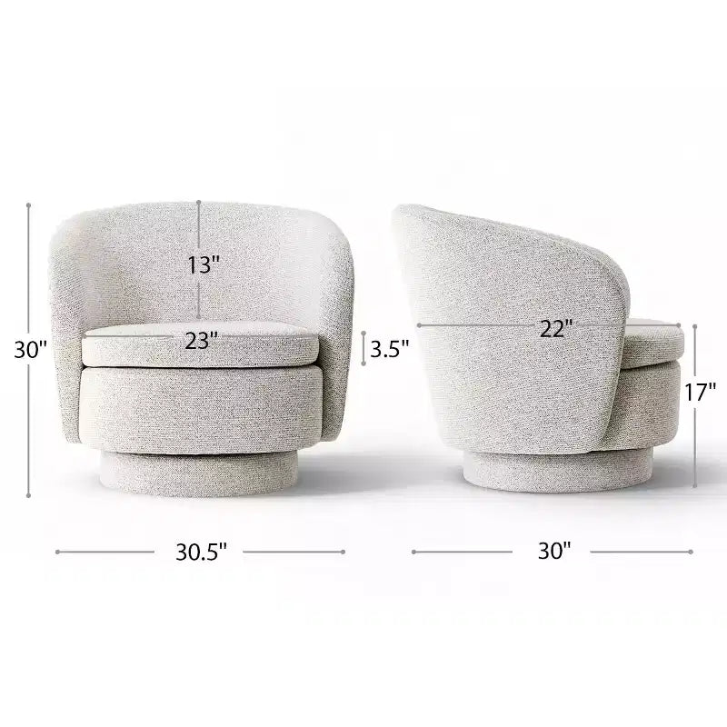 Fauteuil d'appoint pivotant moderne avec dossier incurvé, fauteuil en tissu rembourré avec assise matelassée pour salon ou chambre à coucher-Panipeachy