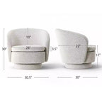 Fauteuil d'appoint pivotant moderne avec dossier incurvé, fauteuil en tissu rembourré avec assise matelassée pour salon ou chambre à coucher-Panipeachy