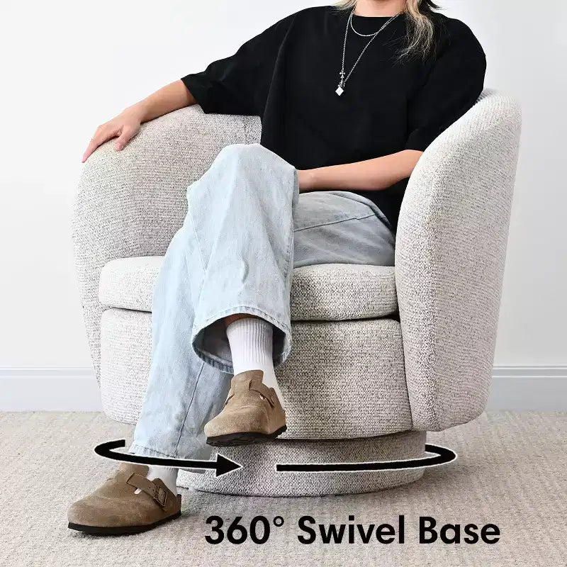 Fauteuil d'appoint pivotant moderne avec dossier incurvé, fauteuil en tissu rembourré avec assise matelassée pour salon ou chambre à coucher-Panipeachy