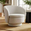 Modern Swivel Barrel Accent Chair with Curved Back, Upholstered Fabric Chair with Padded Seat for Living Room or Bedroom-Panipeachy
