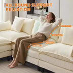 Canapé d'angle surdimensionné Acekool, canapé modulaire en chenille 3 places avec assise profonde et pouf, canapé convertible confortable pour salon