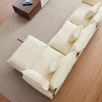 Canapé d'angle surdimensionné Acekool, canapé modulaire en chenille 3 places avec assise profonde et pouf, canapé convertible confortable pour salon