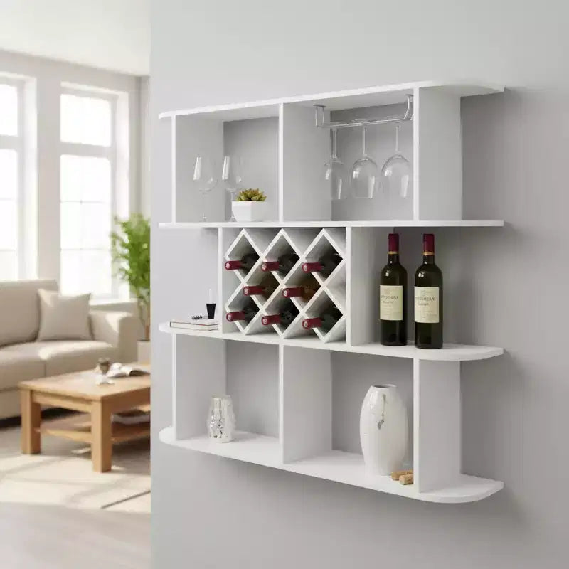 Grand casier à vin mural à 3 niveaux Homy Casa avec rangement pour bouteilles et étagères de présentation