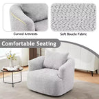 TUYOHW 38.2 Fauteuil pivotant, Fauteuil d'appoint rembourré avec ressorts ensachés, assise profonde, coussin décoratif, chaise longue pour salon, chambre à coucher