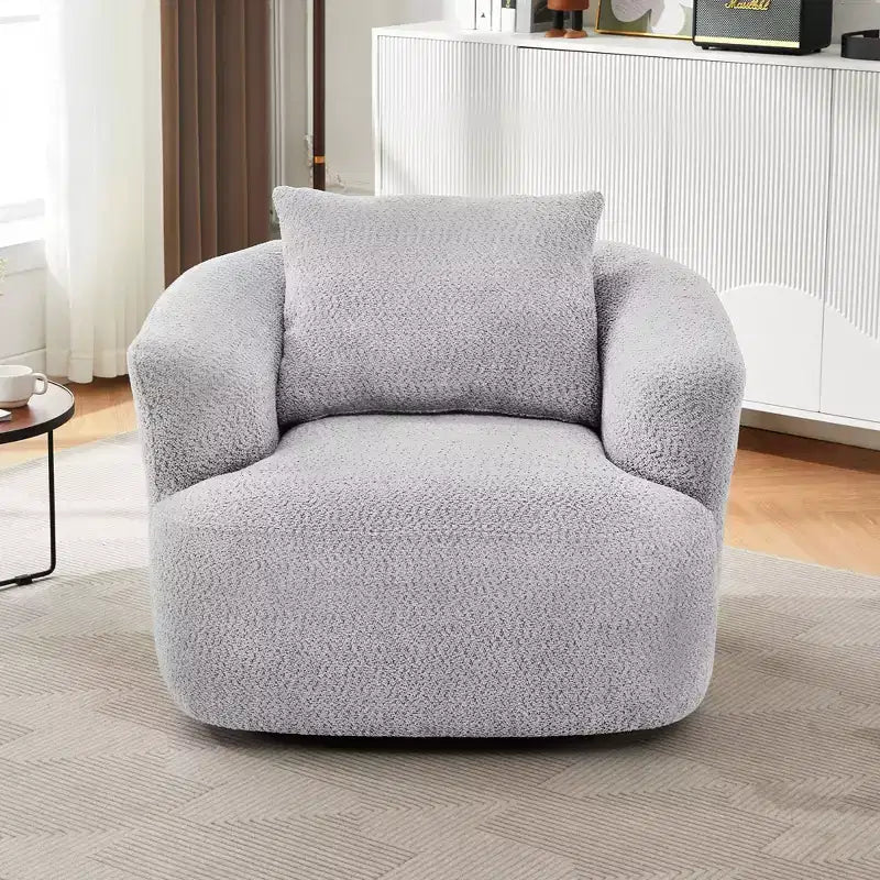 TUYOHW 38.2 Fauteuil pivotant, Fauteuil d'appoint rembourré avec ressorts ensachés, assise profonde, coussin décoratif, chaise longue pour salon, chambre à coucher