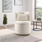 TUYOHW Fauteuil Pivotant d'Appoint, Chaise Courbe Rembourrée en Velours avec Base en Métal Doré, Fonction de Rangement, Fauteuil de Salon pour Salon, Chambre de Bébé, Chambre à Coucher