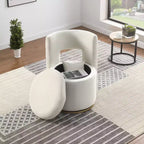 TUYOHW Fauteuil Pivotant d'Appoint, Chaise Courbe Rembourrée en Velours avec Base en Métal Doré, Fonction de Rangement, Fauteuil de Salon pour Salon, Chambre de Bébé, Chambre à Coucher