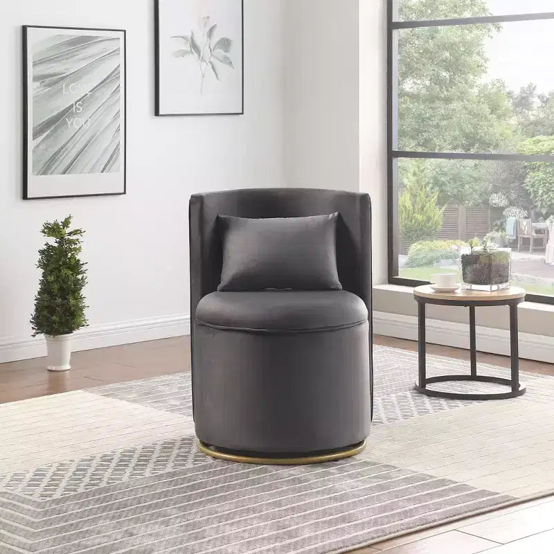 TUYOHW Fauteuil Pivotant d'Appoint, Chaise Courbe Rembourrée en Velours avec Base en Métal Doré, Fonction de Rangement, Fauteuil de Salon pour Salon, Chambre de Bébé, Chambre à Coucher