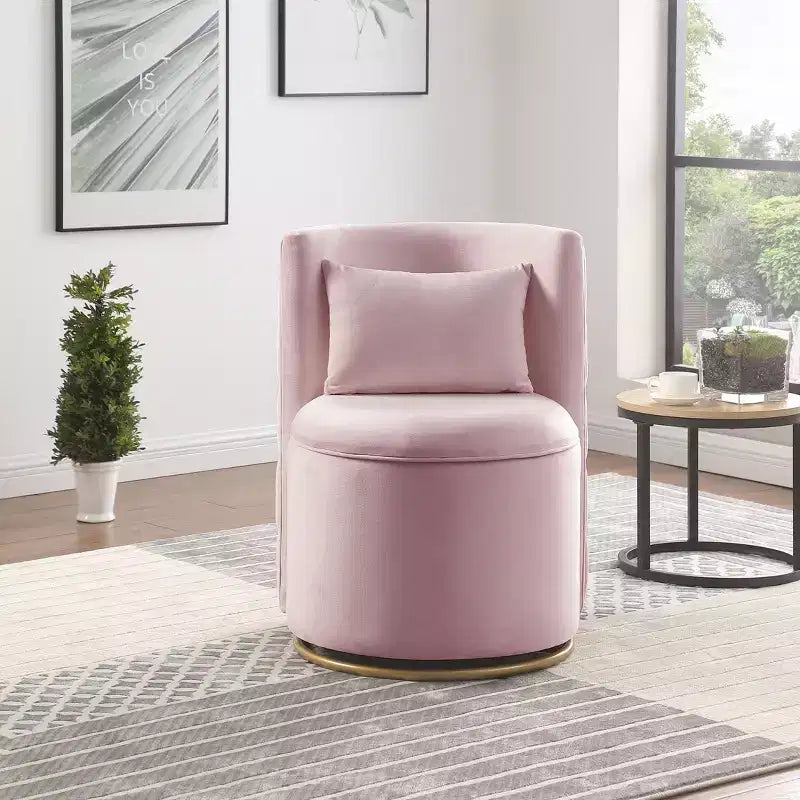 TUYOHW Fauteuil Pivotant d'Appoint, Chaise Courbe Rembourrée en Velours avec Base en Métal Doré, Fonction de Rangement, Fauteuil de Salon pour Salon, Chambre de Bébé, Chambre à Coucher