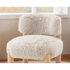 Chaise d'appoint moderne TUYOHW, Chaises sans accoudoirs avec dossier incurvé, Pieds en bois, Fauteuil de salon rembourré en tissu fourrure pour salon, chambre à coucher, balcon