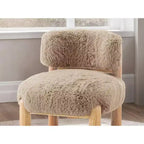 Chaise d'appoint moderne TUYOHW, Chaises sans accoudoirs avec dossier incurvé, Pieds en bois, Fauteuil de salon rembourré en tissu fourrure pour salon, chambre à coucher, balcon