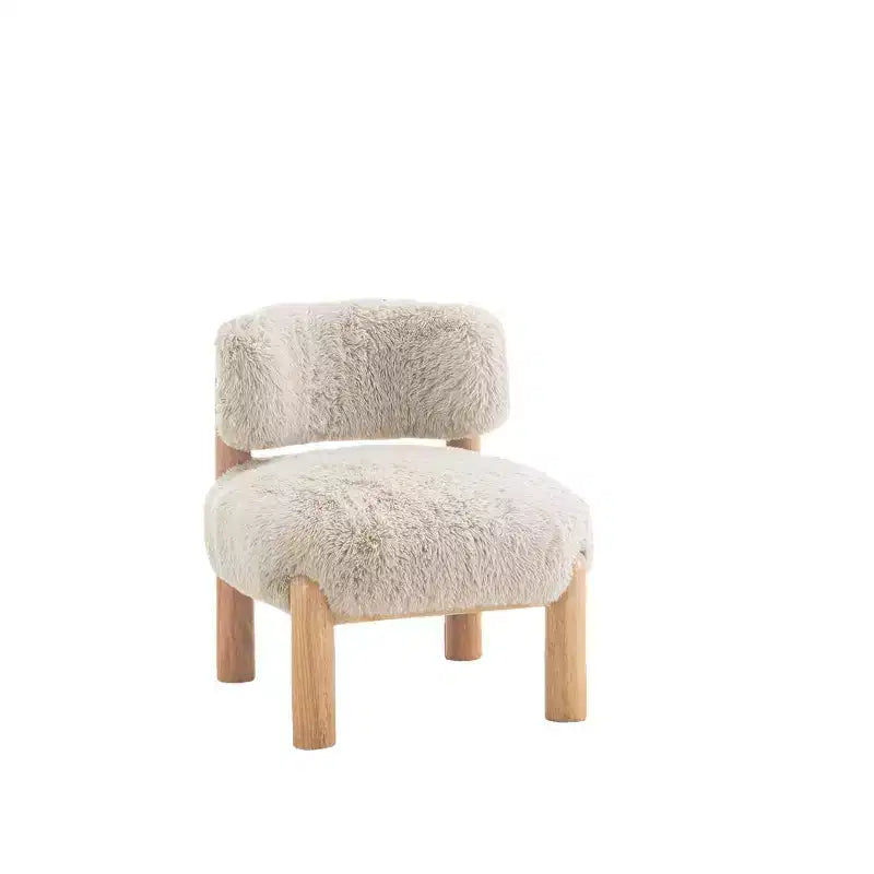 Chaise d'appoint moderne TUYOHW, Chaises sans accoudoirs avec dossier incurvé, Pieds en bois, Fauteuil de salon rembourré en tissu fourrure pour salon, chambre à coucher, balcon