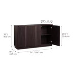 Buffet Teamson Home Potomac moderne bohème en bois massif avec 3 tiroirs, 2 portes, étagère réglable et rangement à ouverture par pression