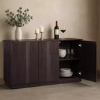 Buffet Teamson Home Potomac moderne bohème en bois massif avec 3 tiroirs, 2 portes, étagère réglable et rangement à ouverture par pression