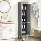 Meuble de salle de bain Costway de 160 cm de haut avec 2 portes à persiennes et étagère réglable, pieds surélevés Gris/Noir/Blanc/Marron