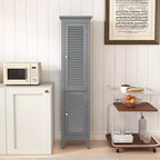 Meuble de salle de bain Costway de 160 cm de haut avec 2 portes à persiennes et étagère réglable, pieds surélevés Gris/Noir/Blanc/Marron