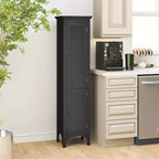 Meuble de salle de bain Costway de 160 cm de haut avec 2 portes à persiennes et étagère réglable, pieds surélevés Gris/Noir/Blanc/Marron