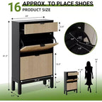 Meuble à chaussures de rangement pour entrée, organisateur de chaussures autoportant avec 2 portes battantes cannelées et 1 tiroir