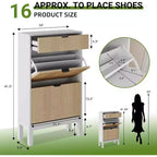 Meuble à chaussures de rangement pour entrée, organisateur de chaussures autoportant avec 2 portes battantes cannelées et 1 tiroir