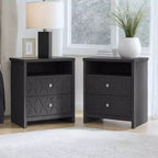 Tables de chevet Galano Modern à 2 tiroirs avec étagère de rangement, lot de 2, 57,9 cm L x 39,9 cm P x 68,1 cm H