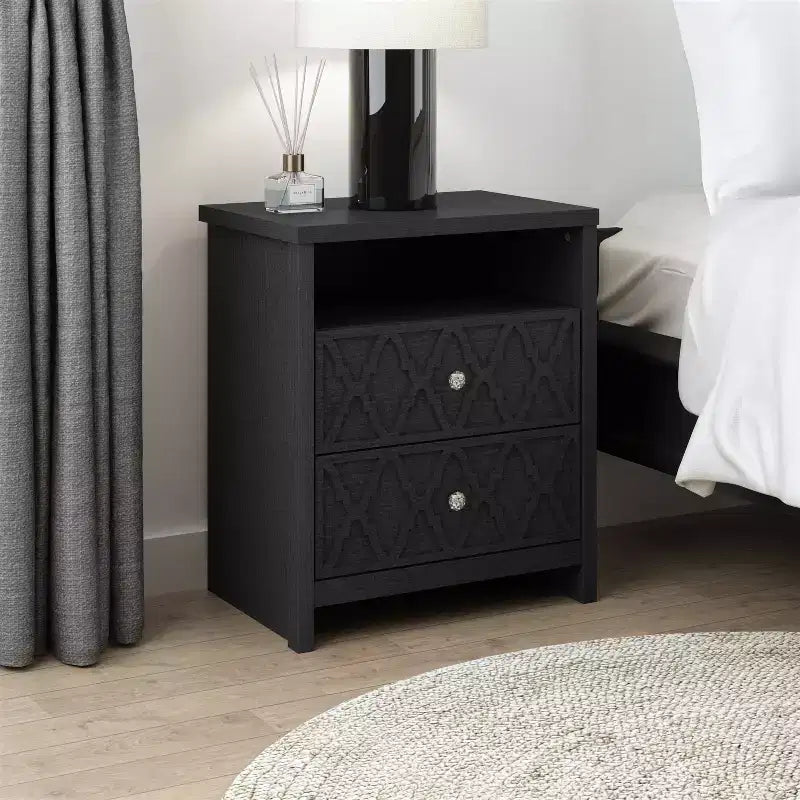Tables de chevet Galano Modern à 2 tiroirs avec étagère de rangement, lot de 2, 57,9 cm L x 39,9 cm P x 68,1 cm H