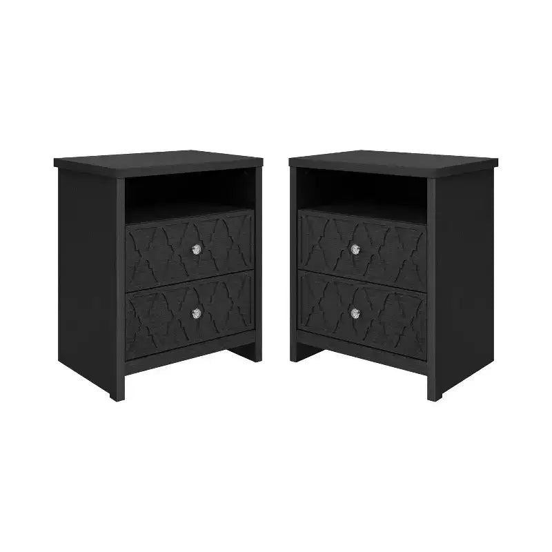 Tables de chevet Galano Modern à 2 tiroirs avec étagère de rangement, lot de 2, 57,9 cm L x 39,9 cm P x 68,1 cm H
