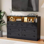 Commode Acekool à 7 tiroirs avec station de charge, commode moderne avec compartiments ouverts, éclairage d'appoint, organisateur de rangement pour chambre et placard