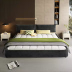 Cadre de lit King Size Cloud Whisen, lit rembourré en chenille avec tête de lit mobile surdimensionnée et rembourrée, coin rond