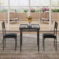 Dining Table, 3 Piece Dining Table Set for 2, Table Set with Spiral Table Legs, Space Saving and Modern Design for Dining Room, Apartment, Black