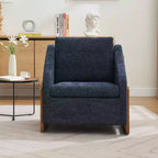 MAYEERTY Fauteuil en chenille, structure latérale en bois, assise coussinée, pour salon ou chambre à coucher, beige