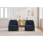 MAYEERTY Fauteuil en chenille, structure latérale en bois, assise coussinée, pour salon ou chambre à coucher, beige