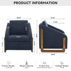 MAYEERTY Fauteuil en chenille, structure latérale en bois, assise coussinée, pour salon ou chambre à coucher, beige