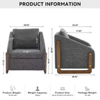 MAYEERTY Fauteuil en chenille, structure latérale en bois, assise coussinée, pour salon ou chambre à coucher, beige